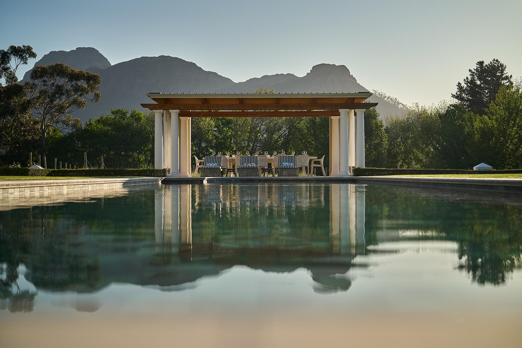 Swimming pool mountain view paddakloof franschhoek south africa padel