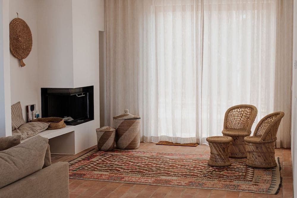 Living room fireplace sofa quinta cipreste algarve portugal padel 2