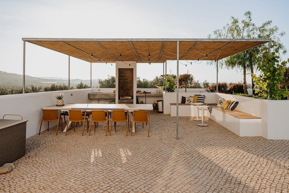 Outdoor dining pergola terrace quinta cipreste algarve portugal padel 2