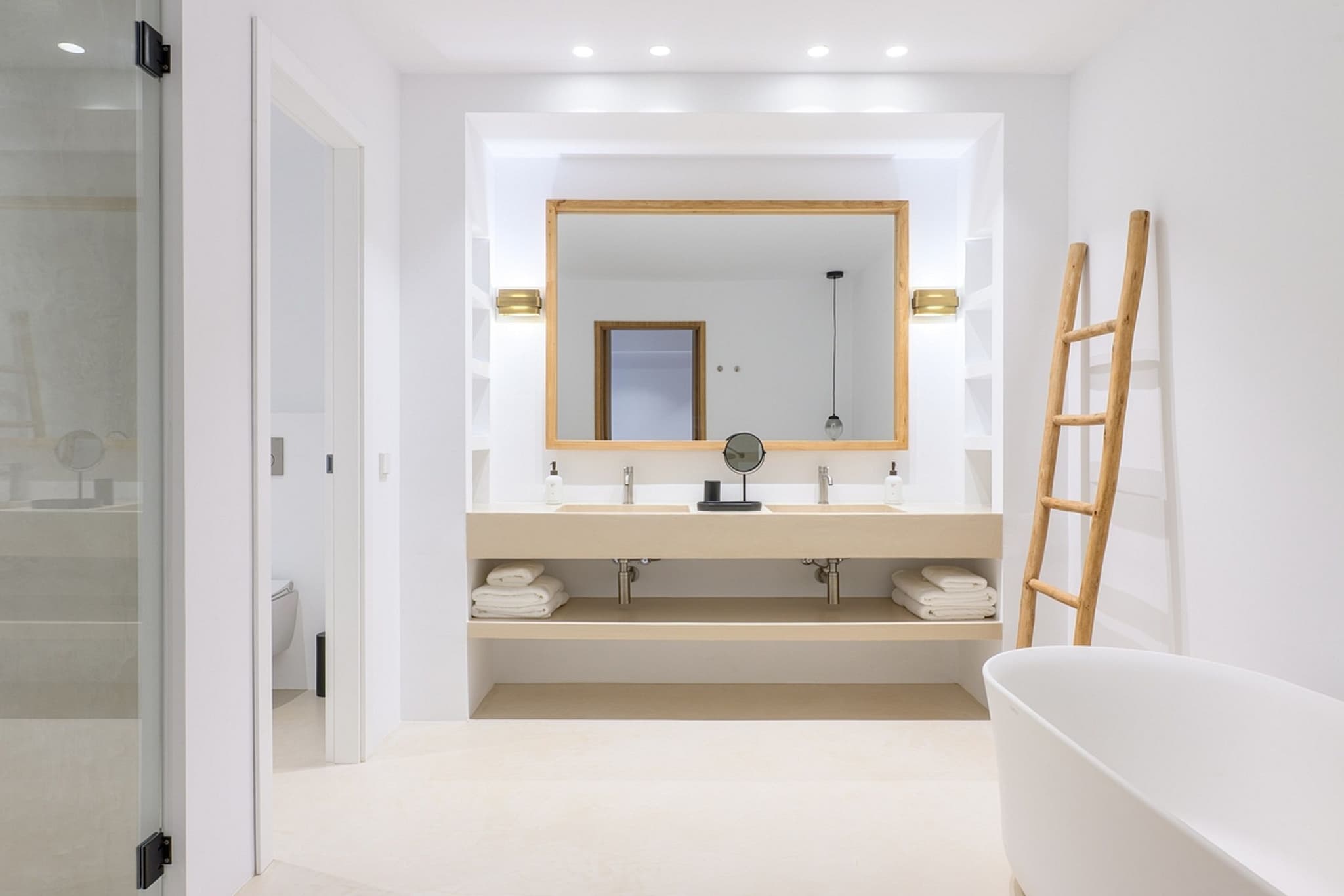 Bathroom double vanity tub villa cami ibiza spain padel
