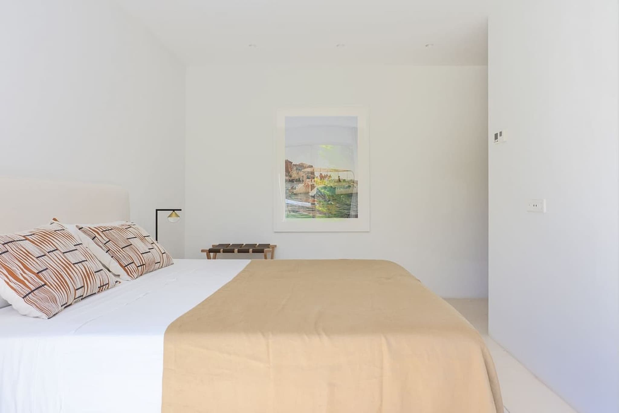 Bedroom artwork minimal villa cami ibiza spain padel