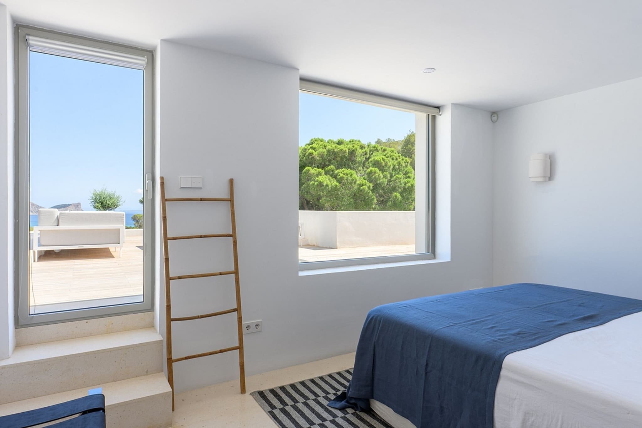 Bedroom terrace view ladder villa cami ibiza spain padel