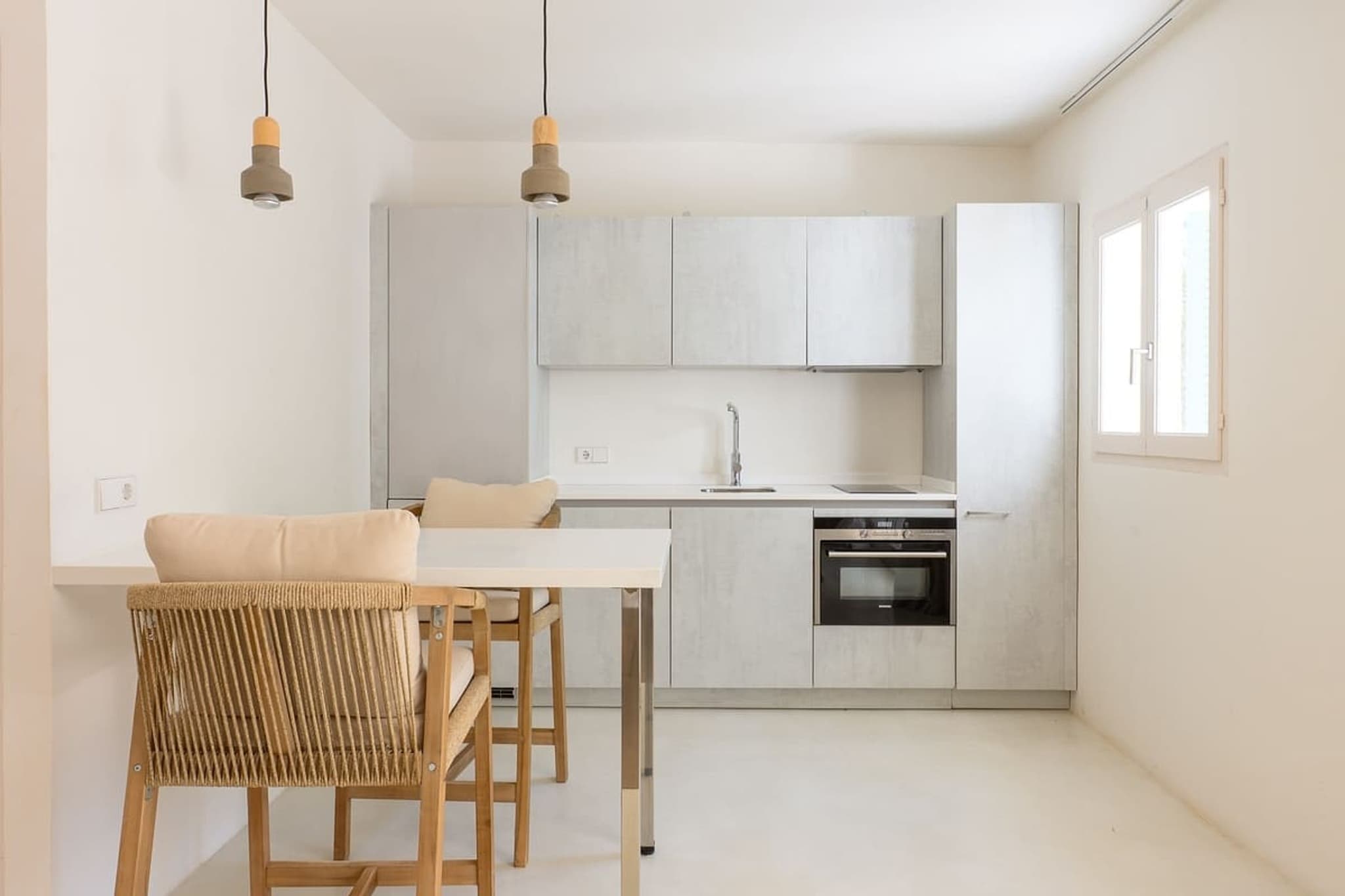 Compact kitchen dining villa cami ibiza spain padel