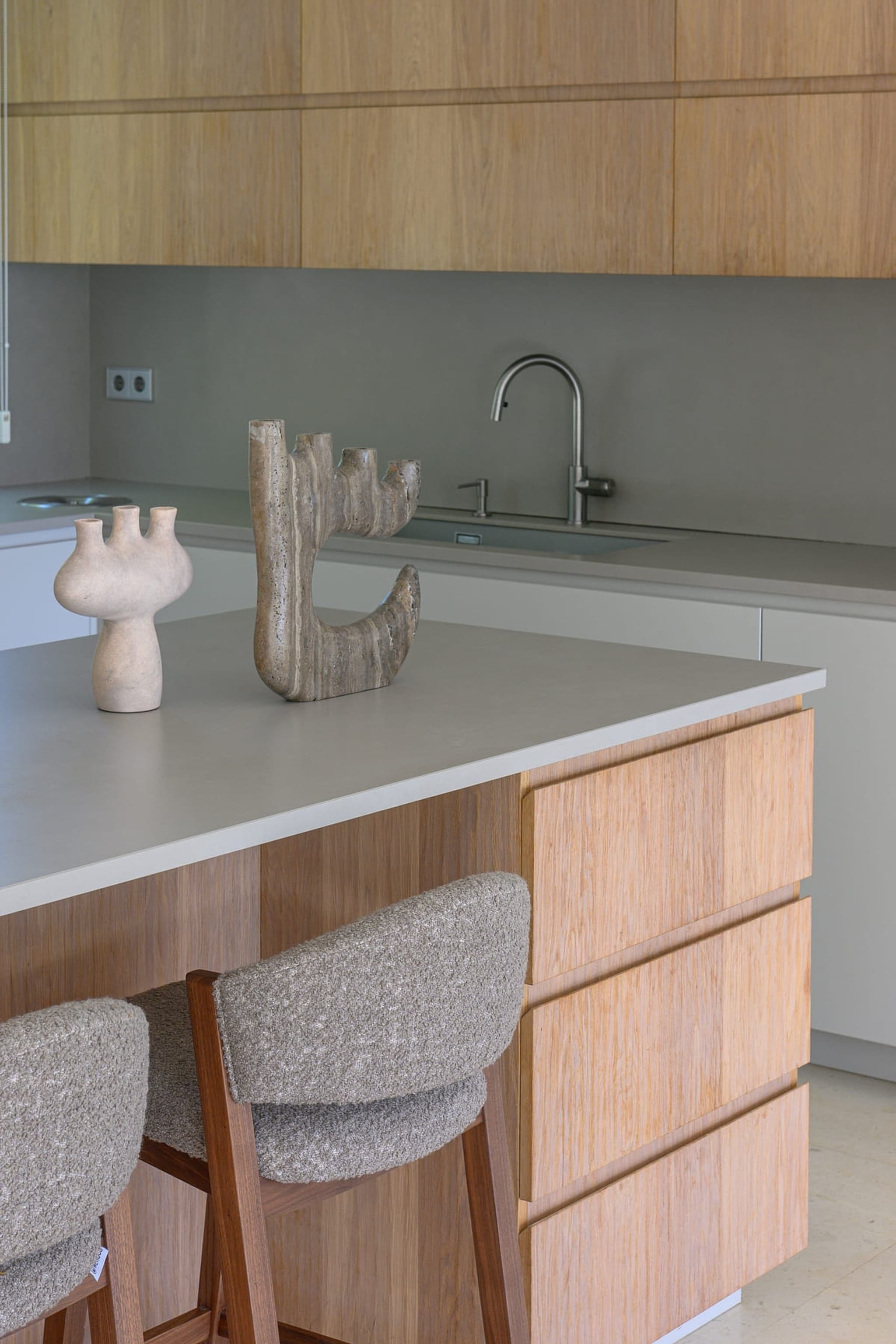 Kitchen island counter detail villa cami ibiza spain padel