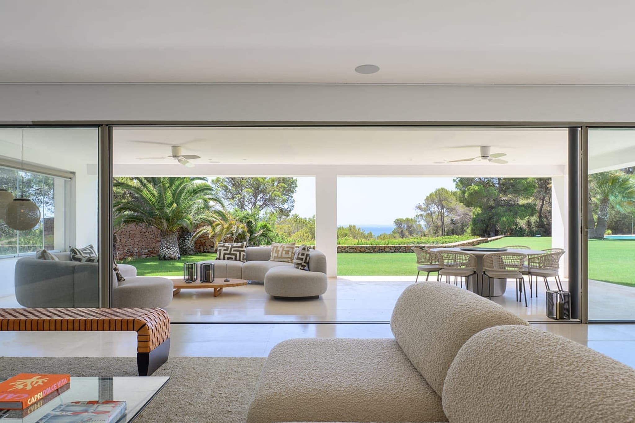 The living room open to the sea