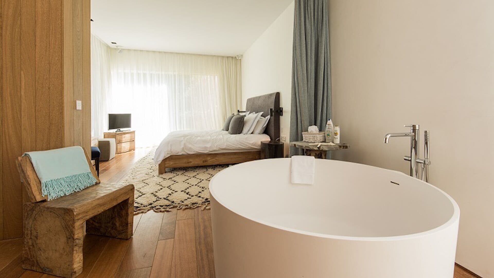 Bedroom freestanding bathtub ensuite villa fusion ibiza spain padel