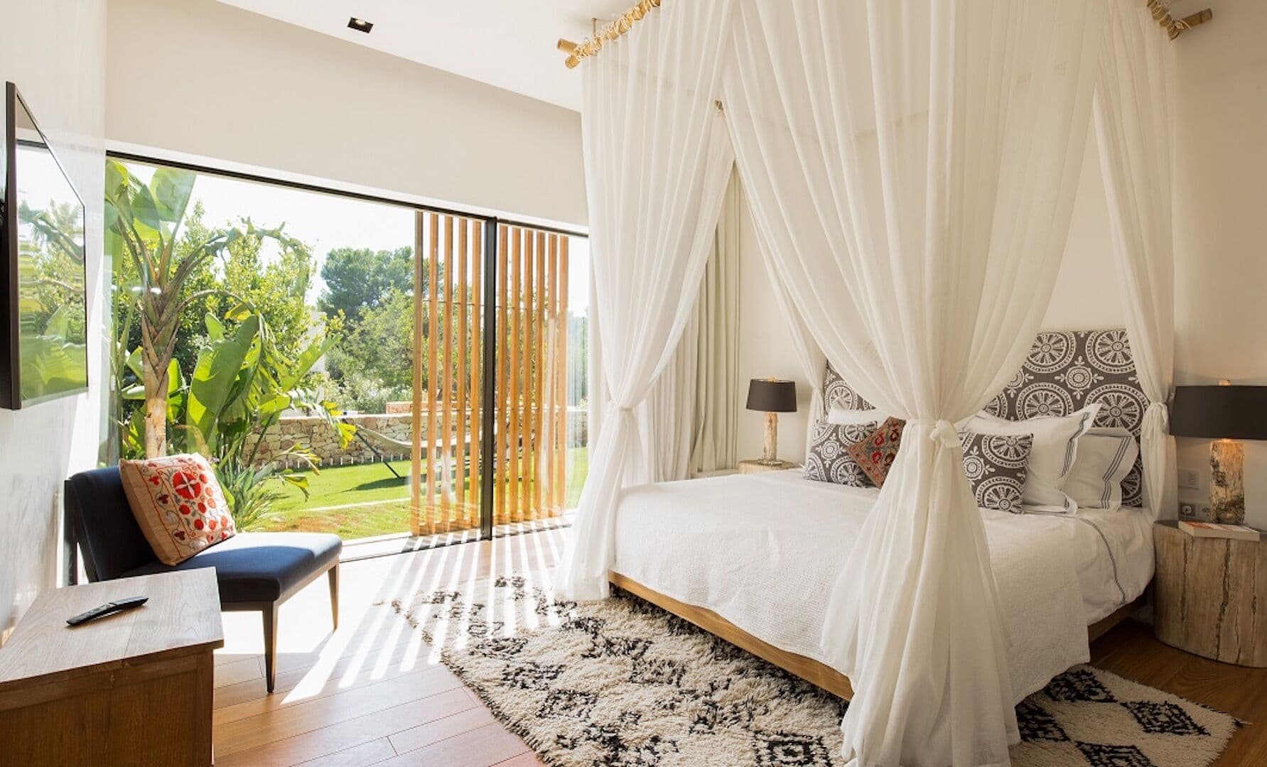 Double bedroom canopy garden view villa fusion ibiza spain padel