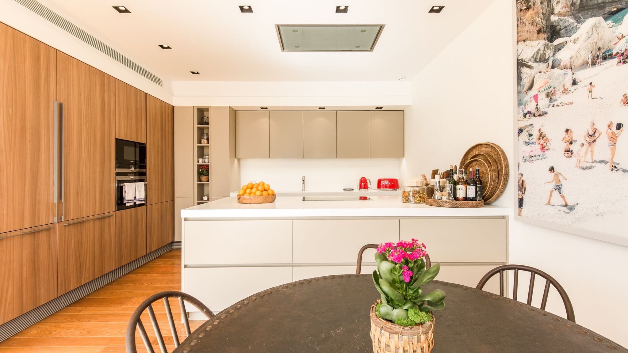 Kitchen dining wood cabinets villa fusion ibiza spain padel