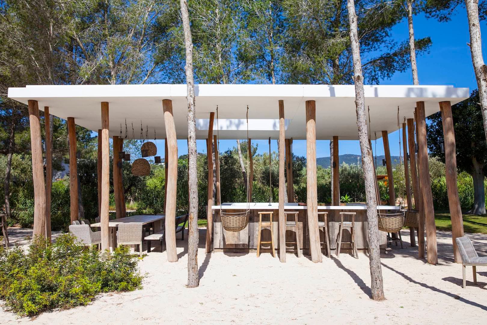 Outdoor dining pavilion sand villa fusion ibiza spain padel