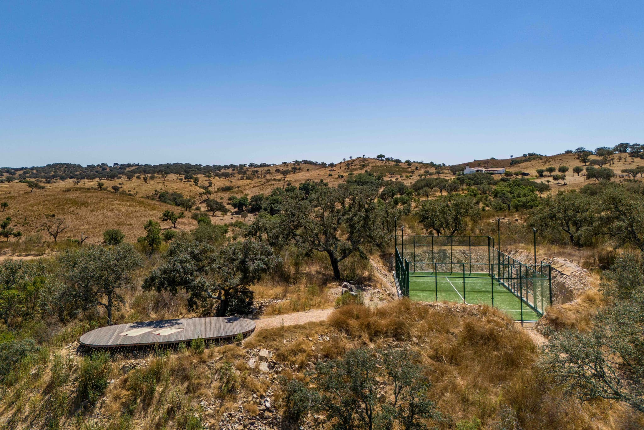 An aerial view of the padel court