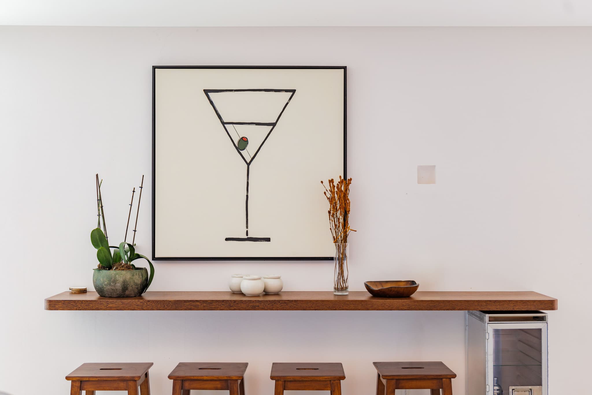 Breakfast bar stools martini artwork villa quail comporta portugal padel
